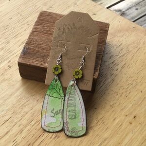 New Garden Theme Watercolor Earrings Sterling Silver